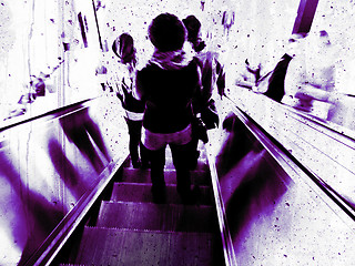 Image showing Grunge escalator