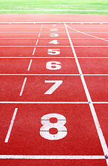 Image showing Starting lane of running track 