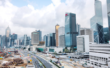 Image showing Huge Construction Site in Hong Kong and sky 