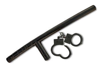 Image showing Police baton with handcuffs  