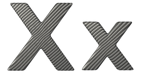 Image showing Carbon fiber font X lowercase and capital letters