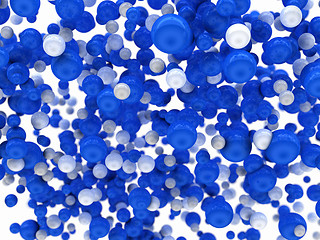 Image showing Abstract blue and white balls over white