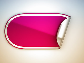 Image showing Pink rounded bent sticker or label 