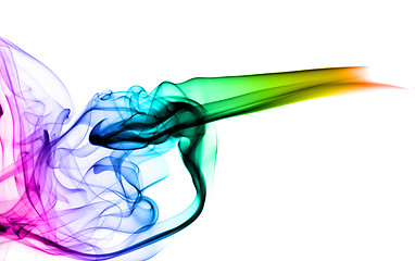 Image showing Colorful smoke Abstraction on white