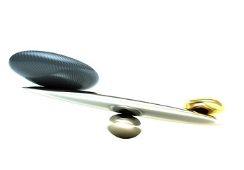 Image showing Ponderability: scales with carbon fiber shape and gold