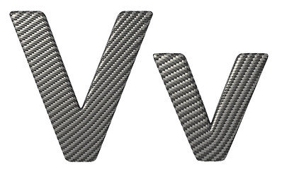 Image showing Carbon fiber font V lowercase and capital letters