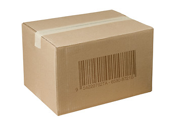 Image showing shipping cardboard box whit barcode