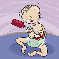 Image showing baby boy destroying the clock