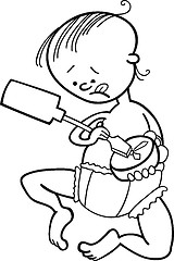 Image showing boy destroying the clock for coloring book