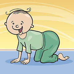 Image showing baby boy crawling on all fours