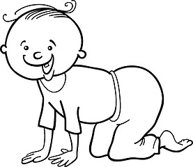 Image showing boy crawling on all fours for coloring book