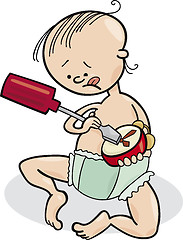 Image showing baby boy destroying the clock