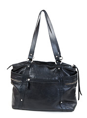 Image showing Black leather ladies handbag