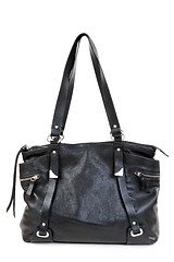 Image showing Black leather ladies handbag