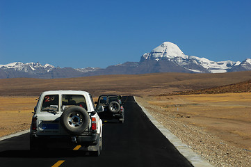 Image showing Jeep traveling in Tibet