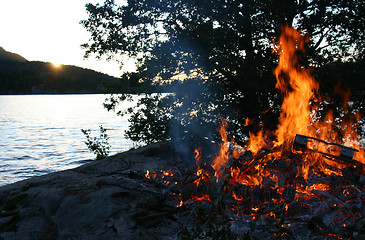 Image showing Midsummer bonfire.