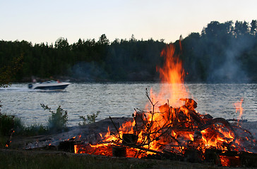 Image showing Midsummer bonfire.