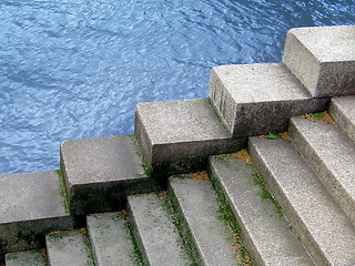 Image showing Water behind the stairs