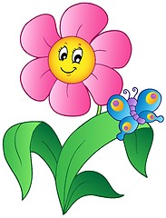 Image showing Cartoon flower with butterfly