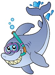 Image showing Shark snorkel diver