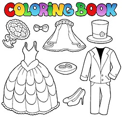 Image showing Coloring book with wedding clothes