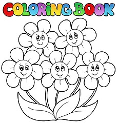 Image showing Coloring book with five flowers