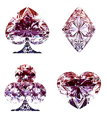 Image showing Colorful lilac Diamond Card Suits isolated