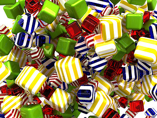 Image showing Abstract colorful cubes or candies isolated 