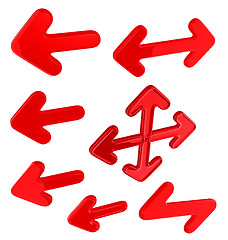 Image showing Red glossy arrows set isolated