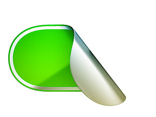 Image showing Green rounded bent sticker or label 