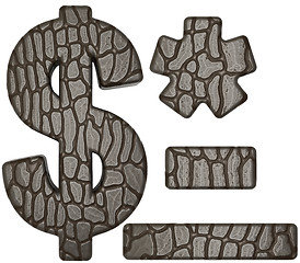 Image showing Alligator skin font US dollar symbol and hyphen