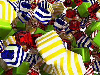 Image showing Colorful cubes or bonbons on white 