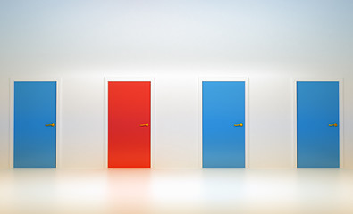 Image showing Right way: four conceptual doors