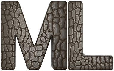 Image showing Alligator skin font m and l capital letters