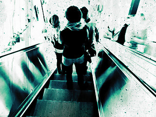 Image showing Grunge escalator
