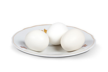 Image showing White eggs on a plate