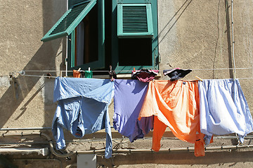 Image showing Laundry hung on to dry, Vernazza