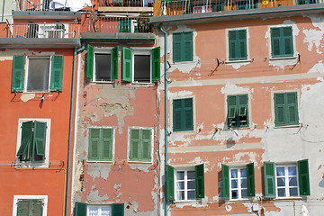 Image showing Riomaggiore facades, Cinque Terre.