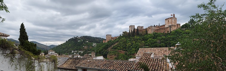 Image showing Alhambra palace in cloudy day, Granada, Spain