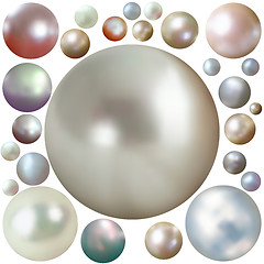 Image showing Set of color pearls isolated on white. EPS 8