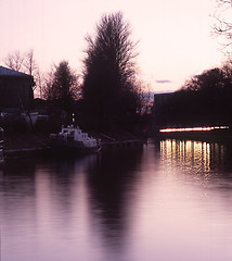 Image showing White boat and lights