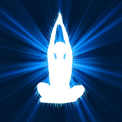 Image showing Woman doing yoga on star burst background. EPS 8