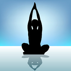 Image showing Woman yoga silhouette on water. EPS 8