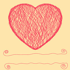 Image showing Hand draw scribbled heart valentine card. EPS 8