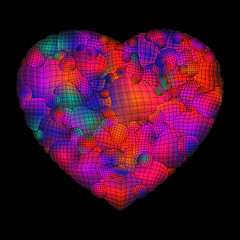 Image showing 3D Abstract hearts on black background. EPS 8