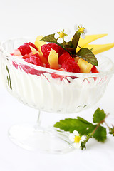 Image showing Natural yogurt with fresh fruits