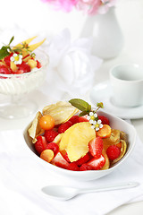 Image showing Natural yogurt with fresh fruits