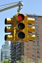 Image showing Red Traffic Light in Manhattan