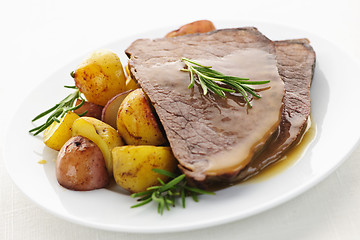 Image showing Roast beef and potatoes