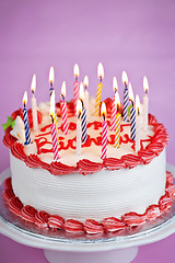 Image showing Birthday cake with candles